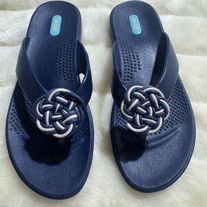 OKA b. Navy Sandals with Knot Accent